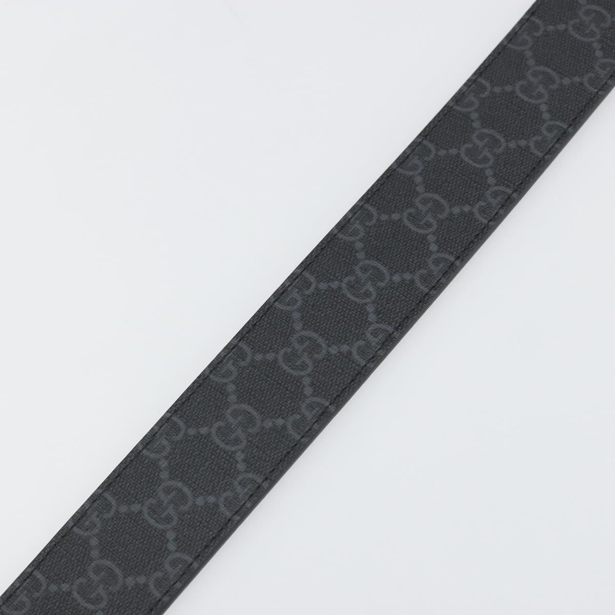 GUCCI GG Supreme Belt PVC 39.4"" Black Silver 411924 Auth SW2361M