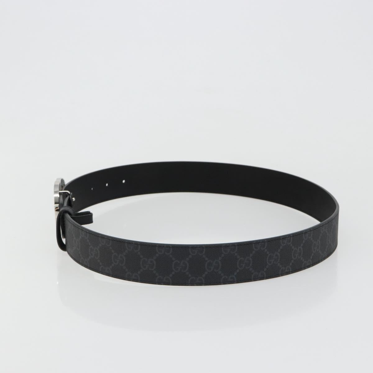 GUCCI GG Supreme Belt PVC 39.4"" Black Silver 411924 Auth SW2361M