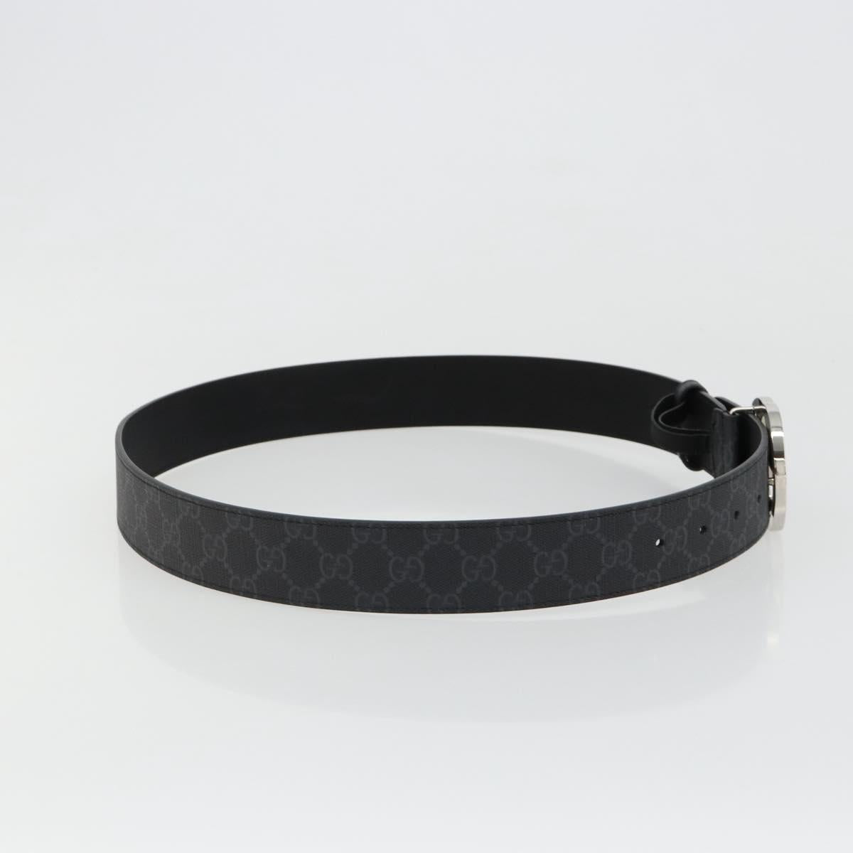 GUCCI GG Supreme Belt PVC 39.4"" Black Silver 411924 Auth SW2361M