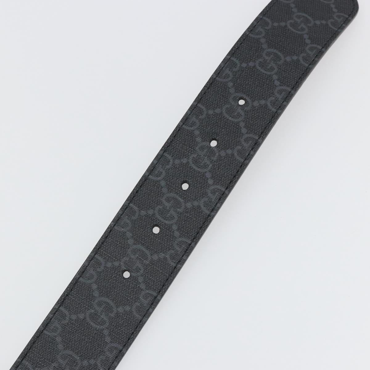 GUCCI GG Supreme Belt PVC 39.4"" Black Silver 411924 Auth SW2361M