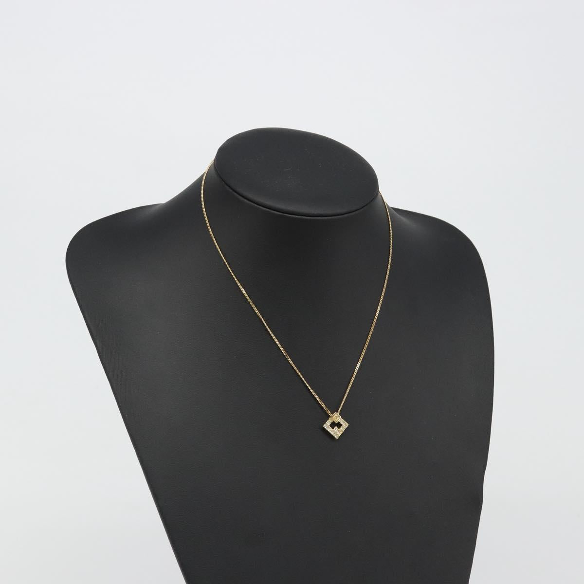 GIVENCHY Rhinestone Necklace metal Gold Auth SW2366