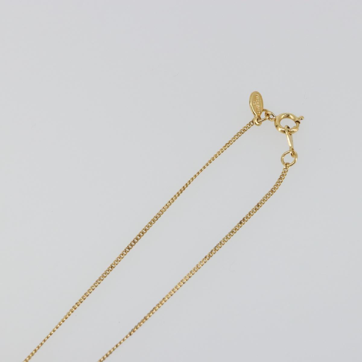 GIVENCHY Rhinestone Necklace metal Gold Auth SW2366