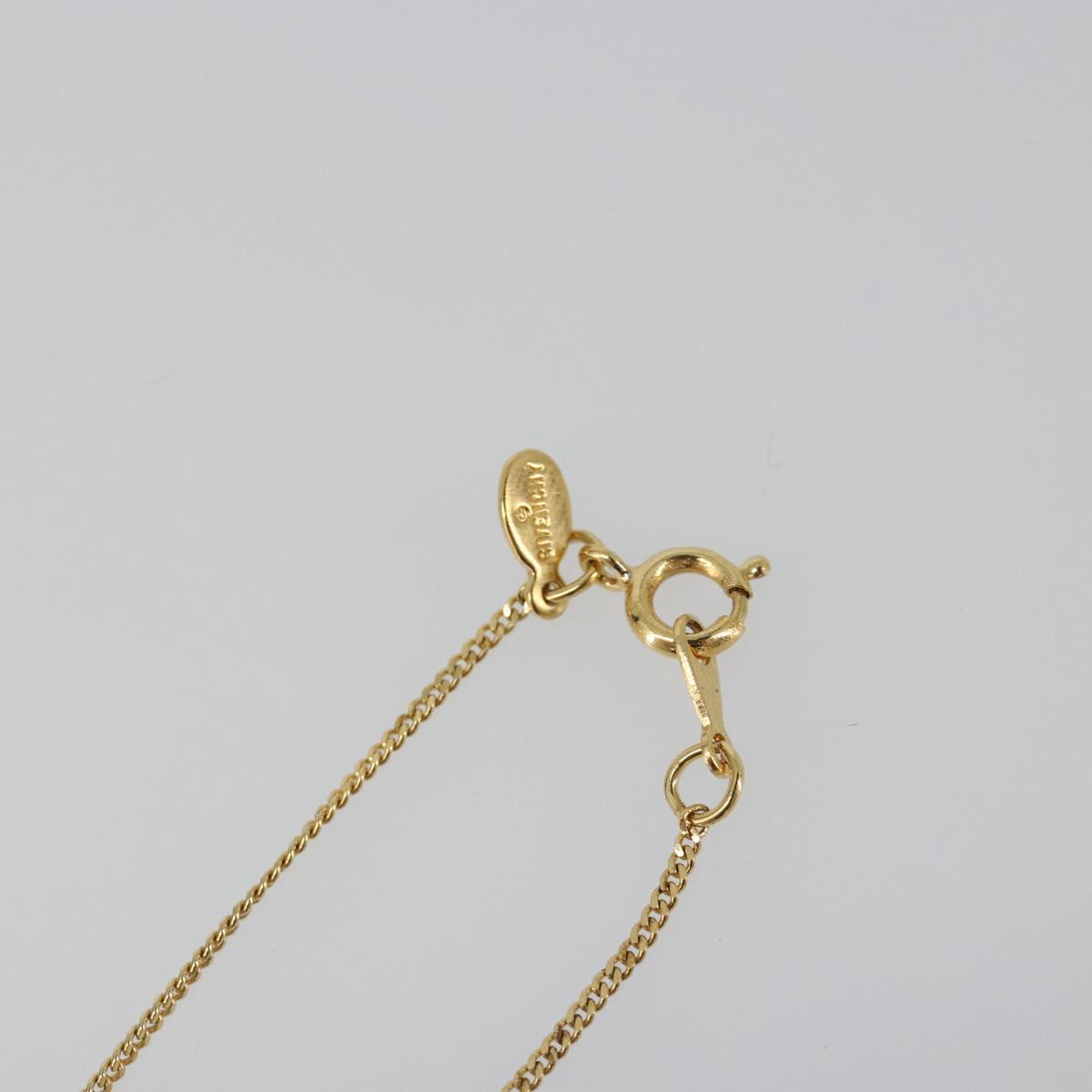 GIVENCHY Rhinestone Necklace metal Gold Auth SW2366