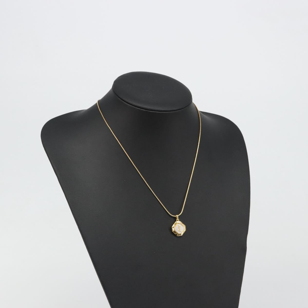 SAINT LAURENT Necklace metal Gold Tone Auth SW2370