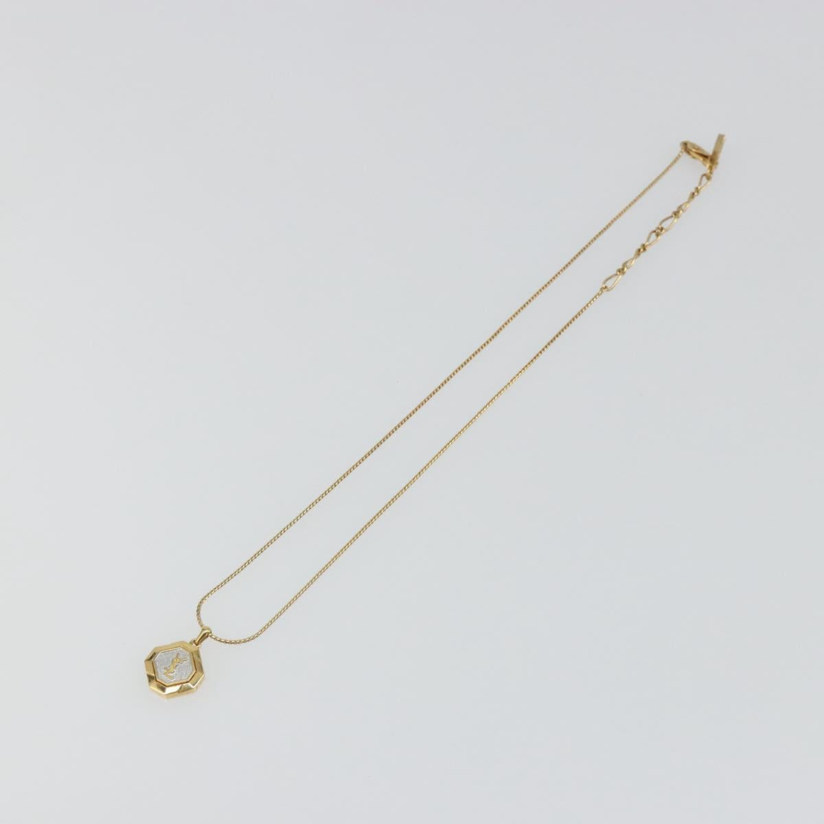 SAINT LAURENT Necklace metal Gold Tone Auth SW2370