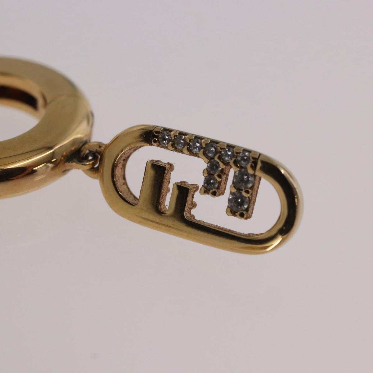 FENDI Aurochre Rhinestones Pierce Earring metal Gold Auth SW2373V