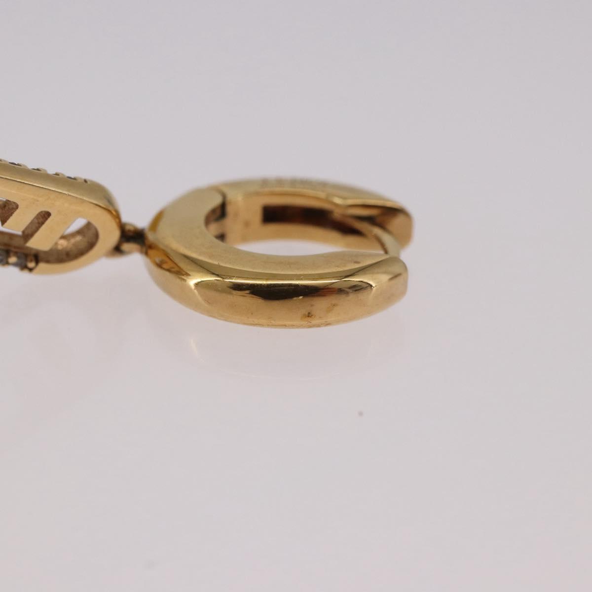 FENDI Aurochre Rhinestones Pierce Earring metal Gold Auth SW2373V