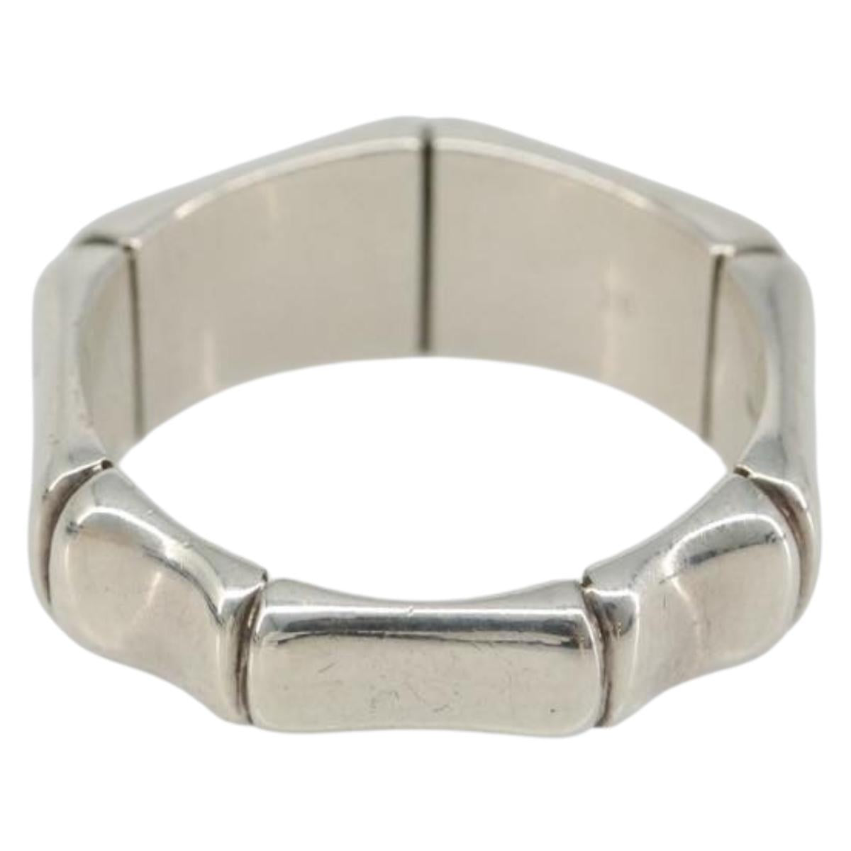 GUCCI Bamboo Ring Ag925 Silver Auth SW2377V