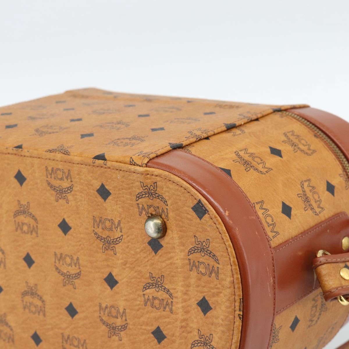 MCM Vicetos Logogram Vanity Hand Bag PVC Leather 2way Brown Gold Auth SW2380A