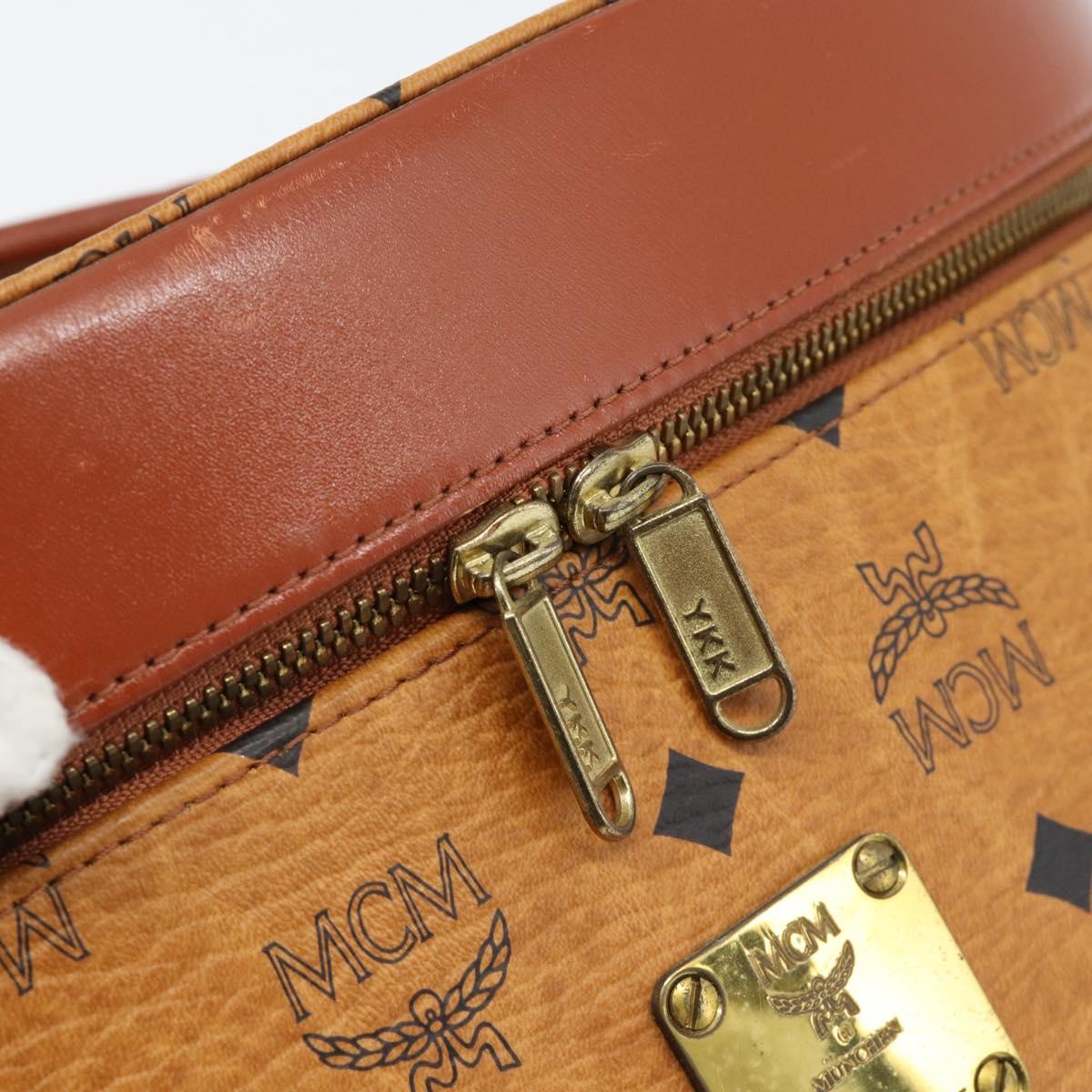 MCM Vicetos Logogram Vanity Hand Bag PVC Leather 2way Brown Gold Auth SW2380A