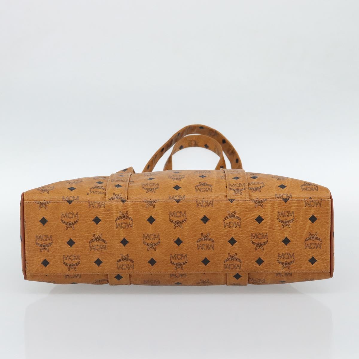 MCM Vicetos Logogram Tote Bag PVC Leather Brown Gold Auth SW2381A