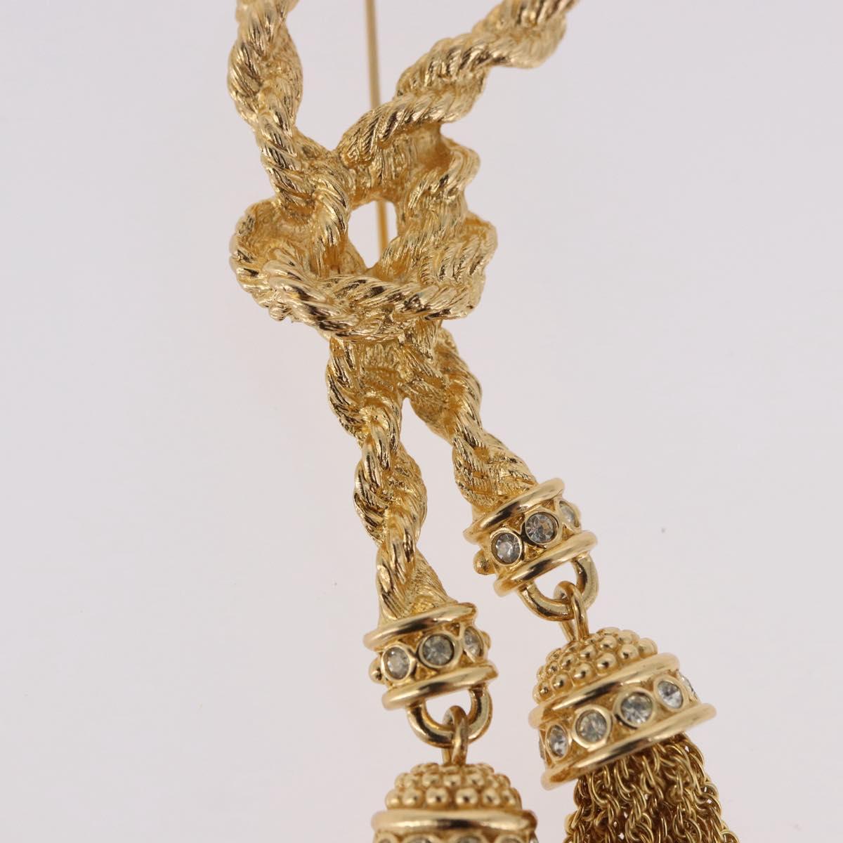Christian Dior Tassel Motif Brooch metal Gold Auth SW2385V