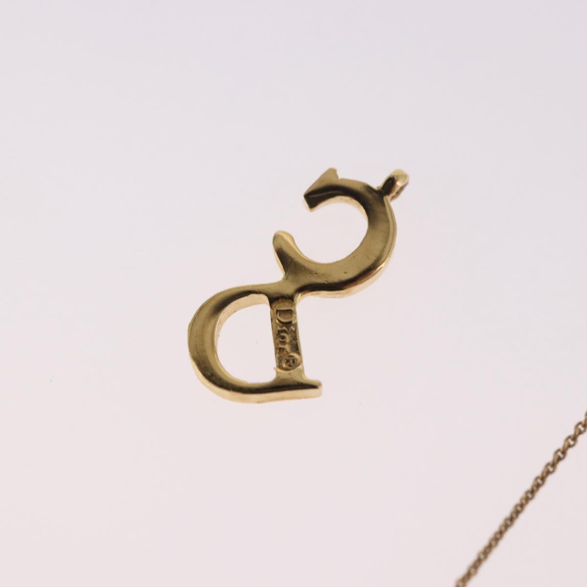 Christian Dior CD Logo Necklace metal Gold Tone Auth SW2388