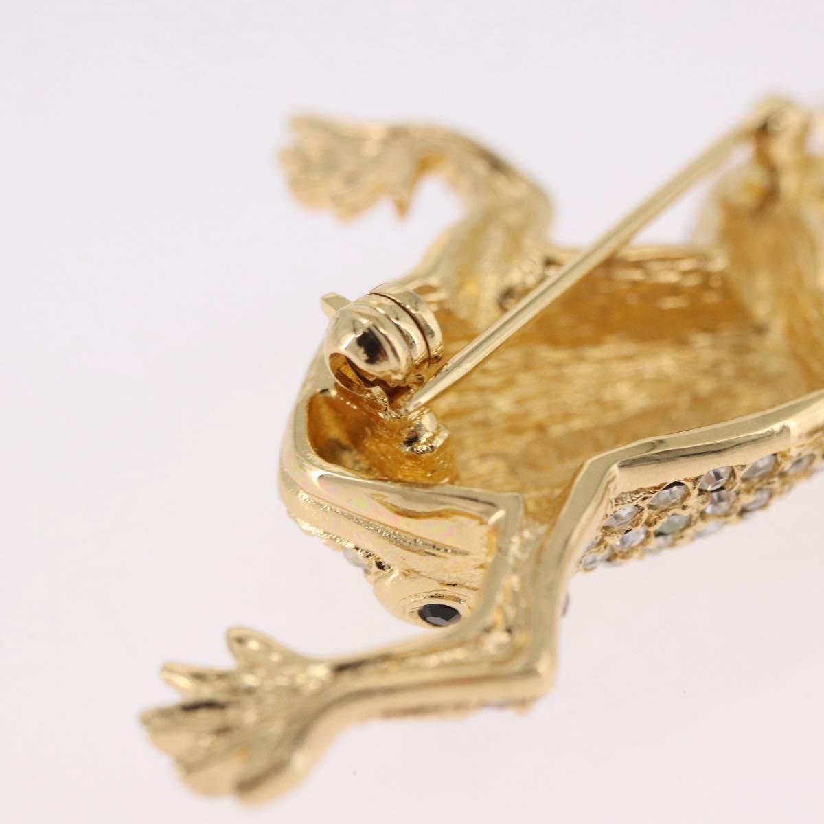 Christian Dior Rhinestone Brooch metal Gold Auth SW2393