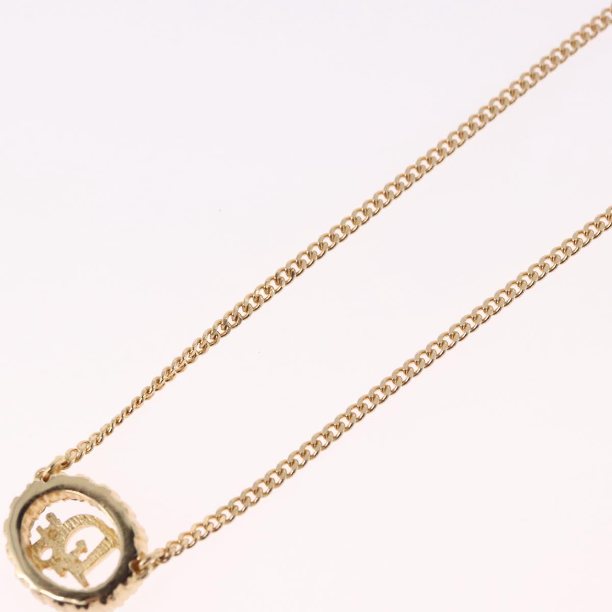 Christian Dior Earring Necklace metal set Gold Tone Auth SW2395V
