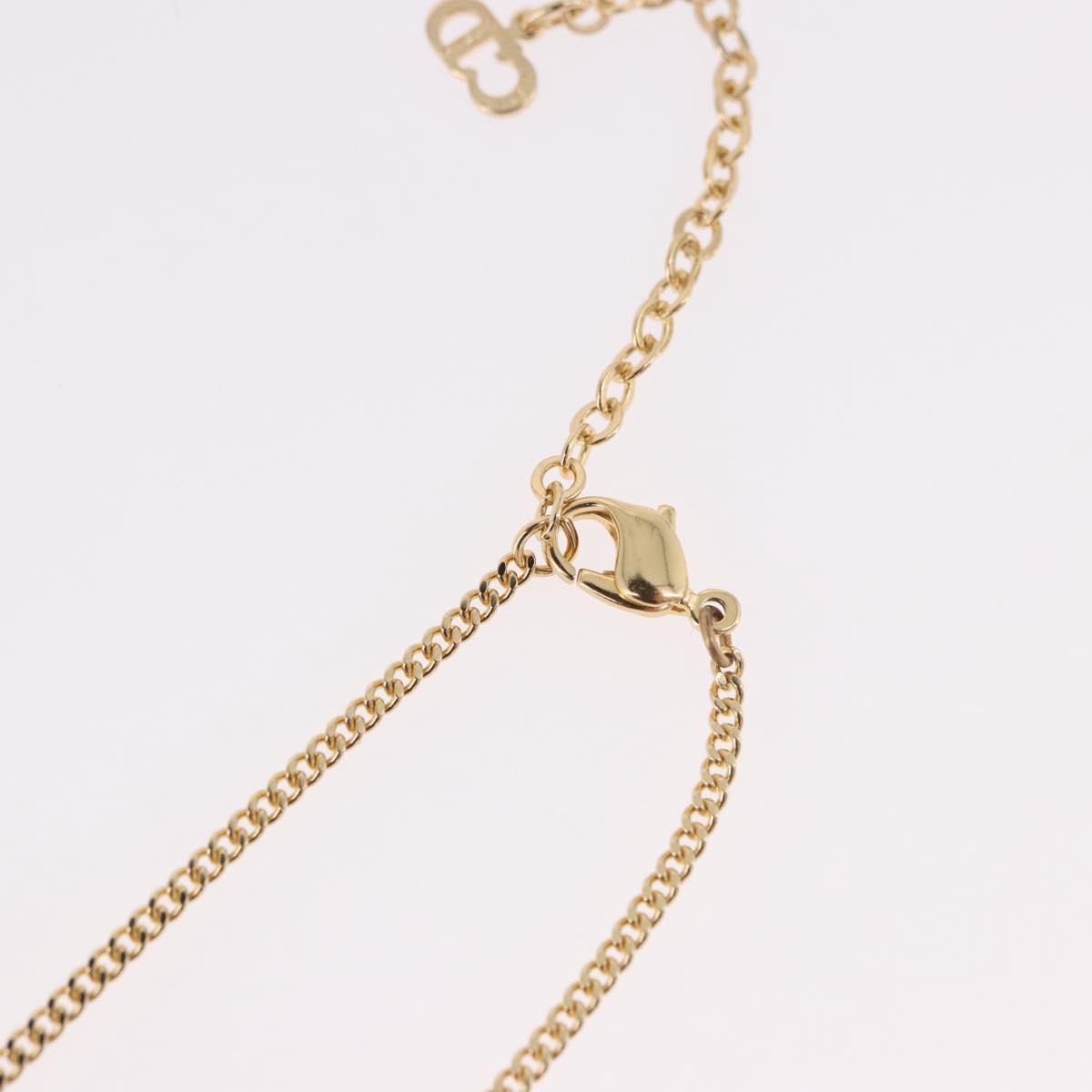 Christian Dior Earring Necklace metal set Gold Tone Auth SW2395V