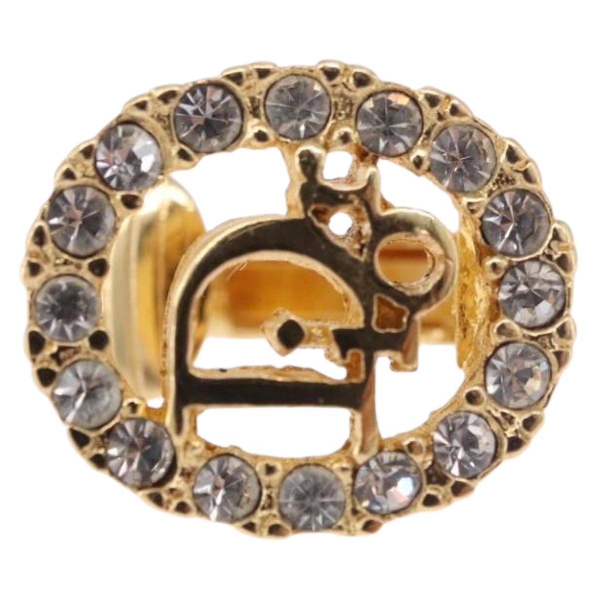 Christian Dior Earring Necklace metal set Gold Tone Auth SW2395V
