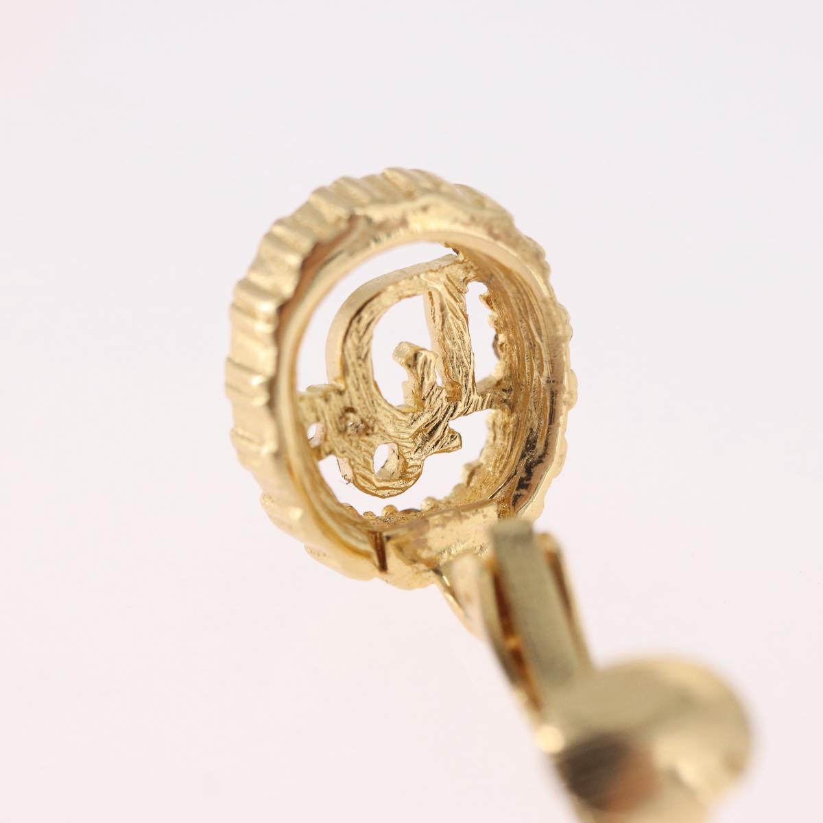 Christian Dior Earring Necklace metal set Gold Tone Auth SW2395V
