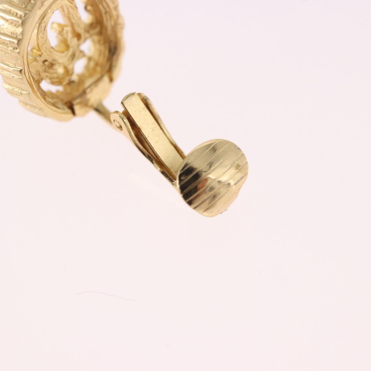 Christian Dior Earring Necklace metal set Gold Tone Auth SW2395V