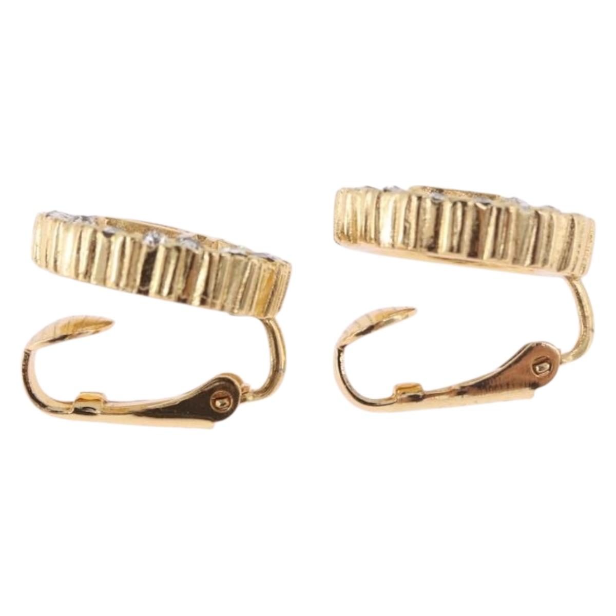 Christian Dior Earring Necklace metal set Gold Tone Auth SW2395V