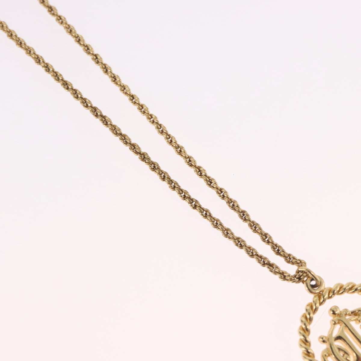 Christian Dior CD Logo Round Necklace metal Gold Auth SW2396