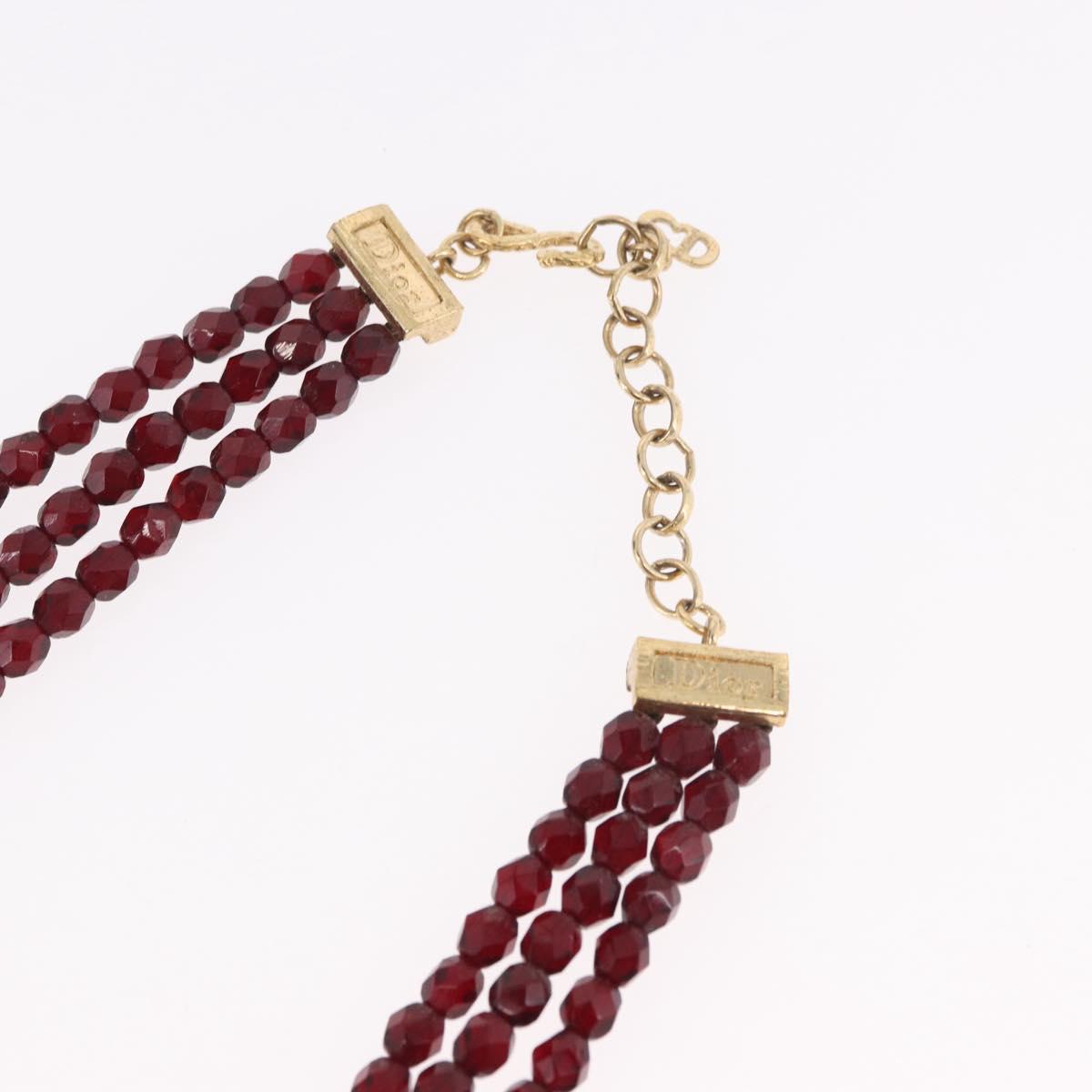 Christian Dior Necklace metal Bordeaux Auth SW2397V