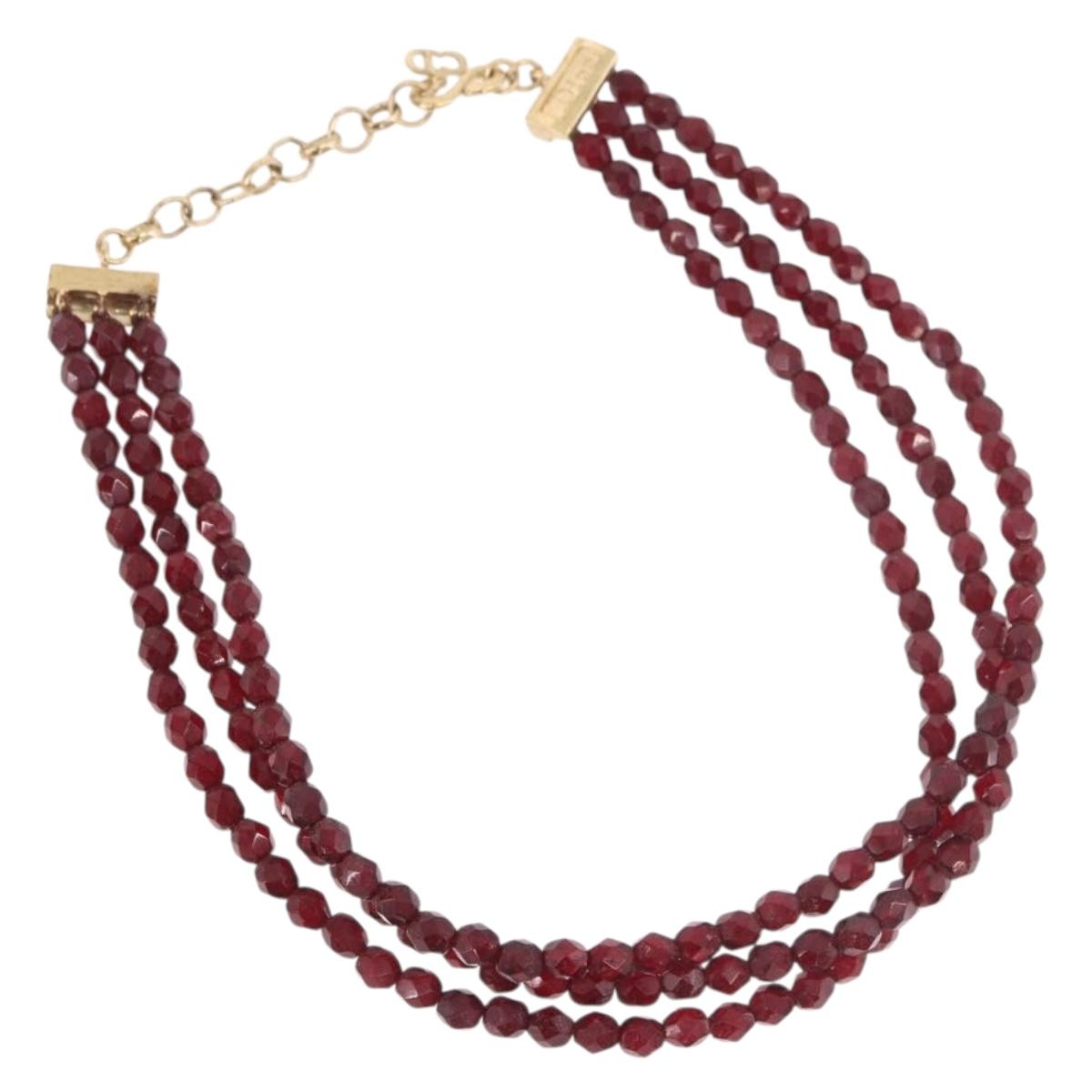 Christian Dior Necklace metal Bordeaux Auth SW2397V