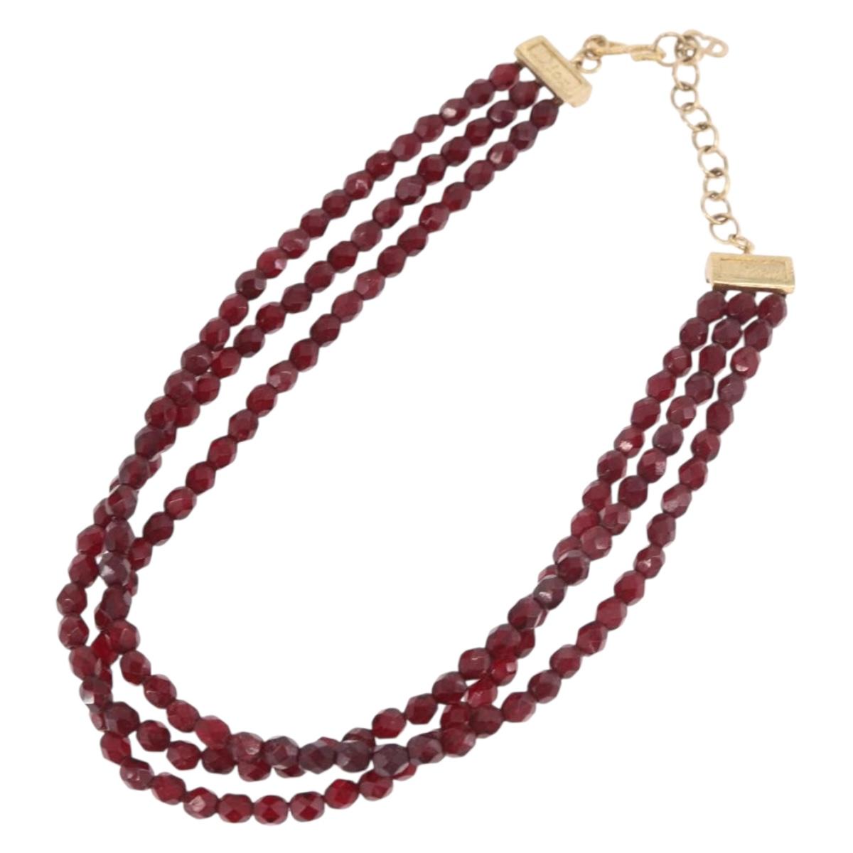 Christian Dior Necklace metal Bordeaux Auth SW2397V