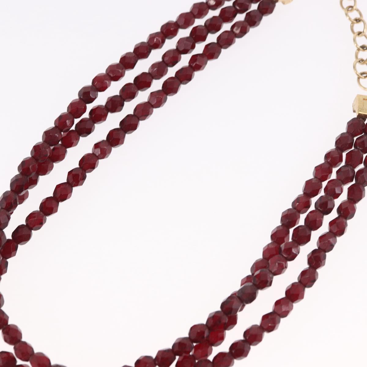 Christian Dior Necklace metal Bordeaux Auth SW2397V