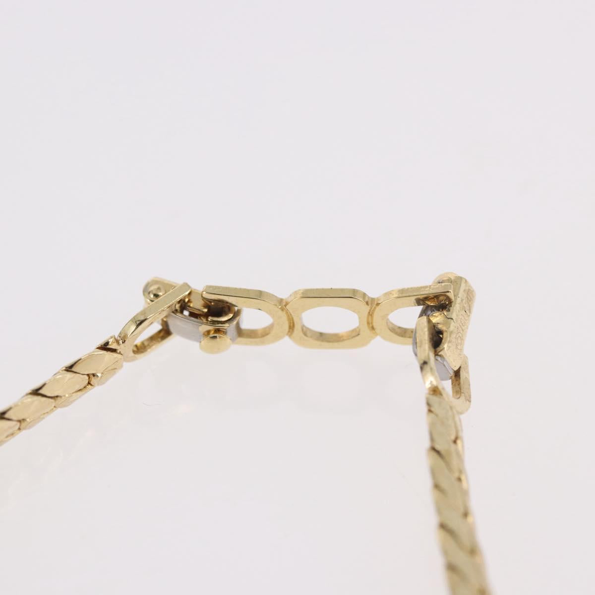 Christian Dior Rhinestone Necklace metal Gold Auth SW2398V