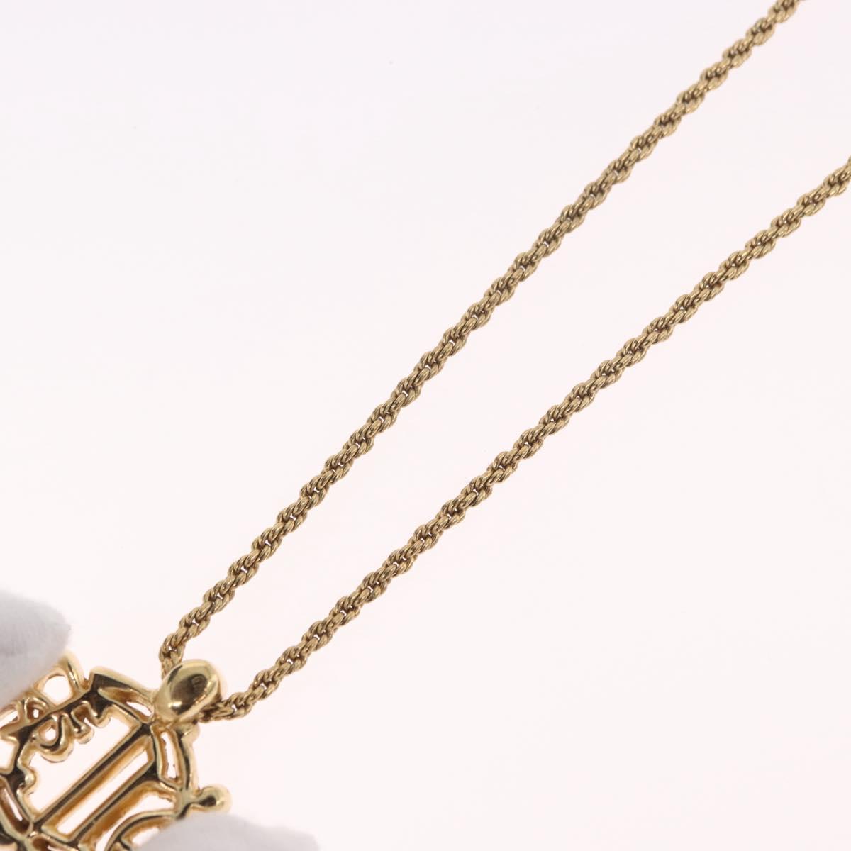 Christian Dior Rhinestone Necklace metal Gold Auth SW2410