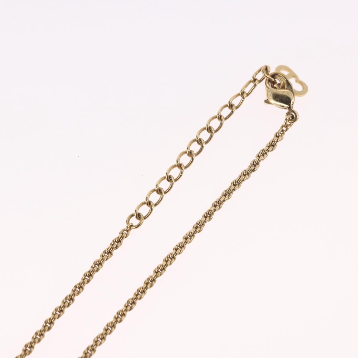 Christian Dior Rhinestone Necklace metal Gold Auth SW2410