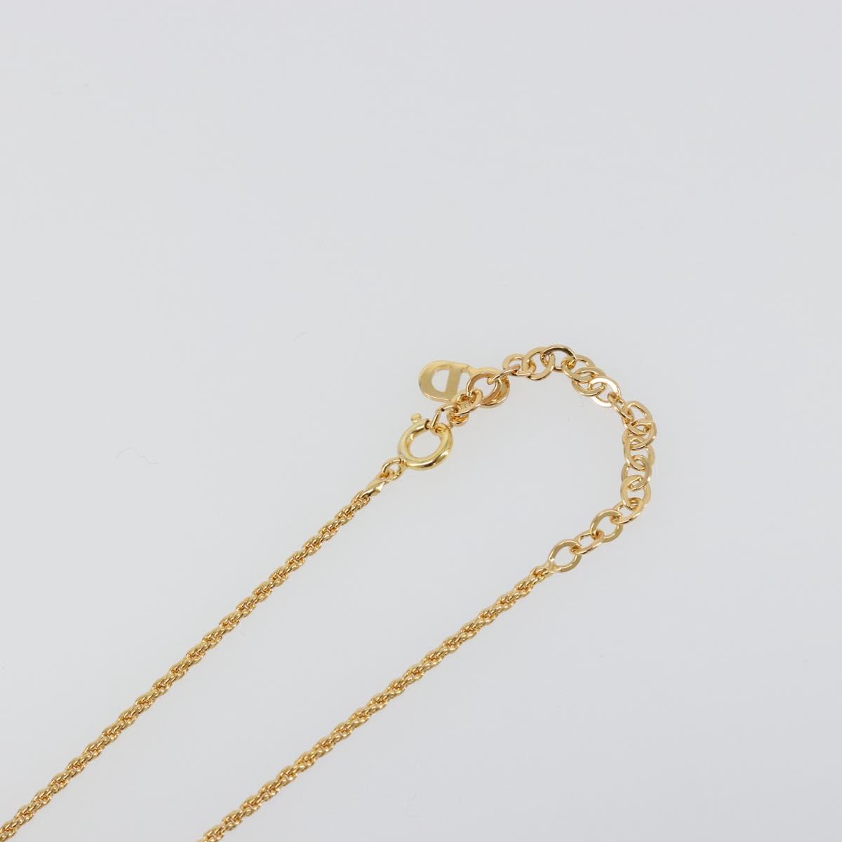 Christian Dior Rhinestone Necklace metal Gold Auth SW2415