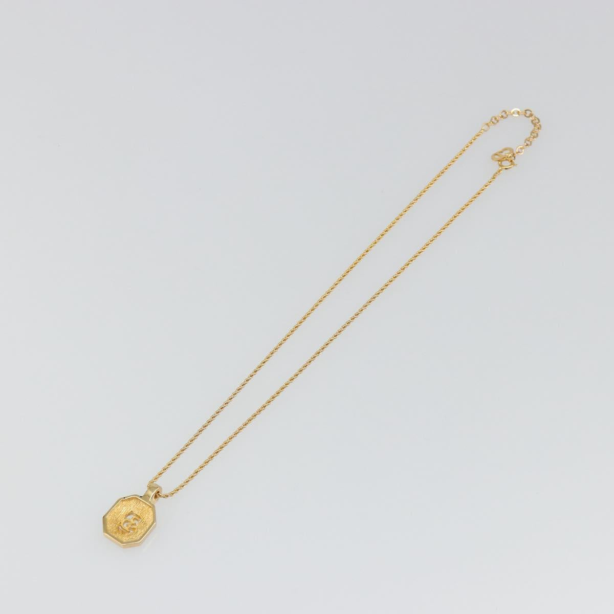 Christian Dior Rhinestone Necklace metal Gold Auth SW2415