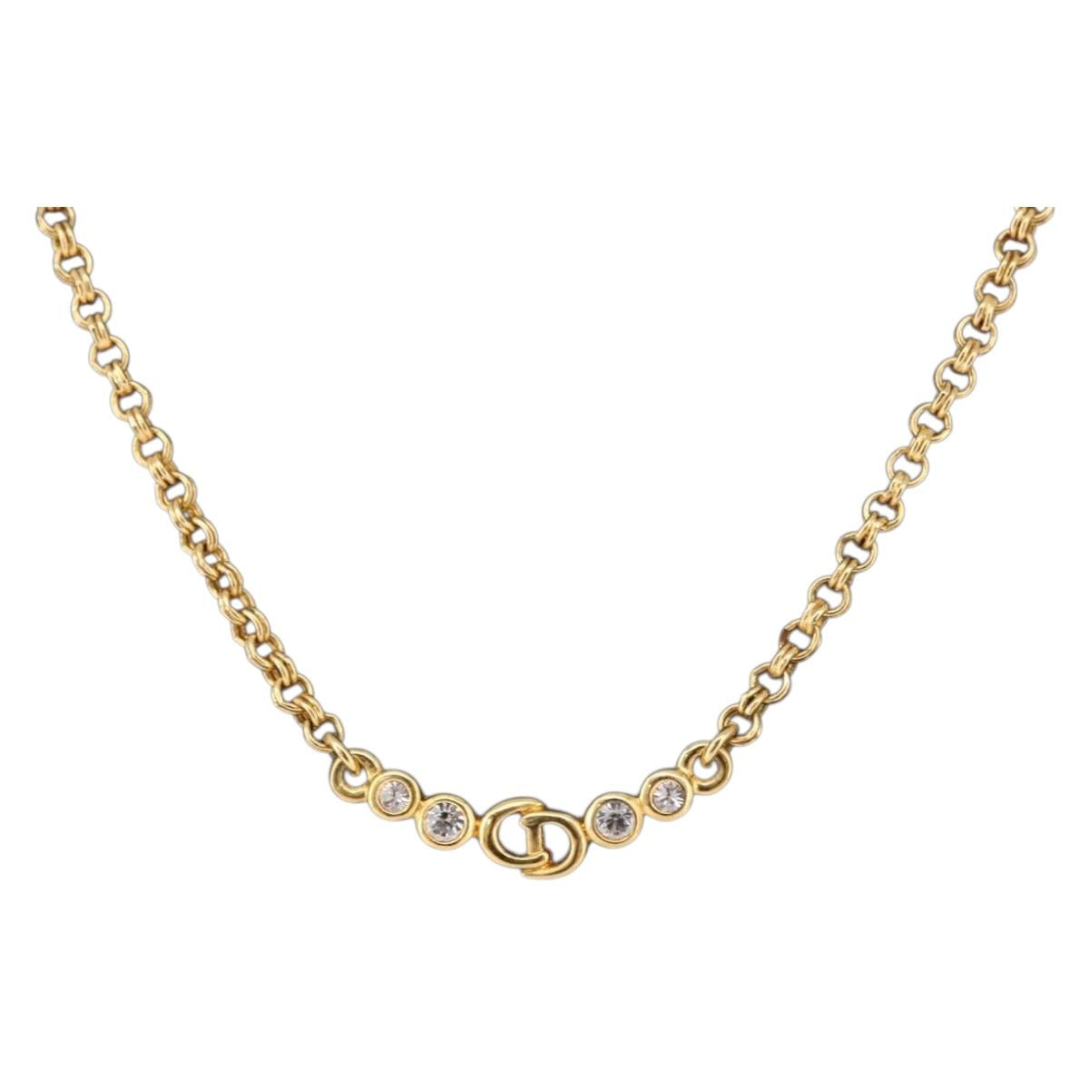 Christian Dior Necklace metal Gold Auth SW2416