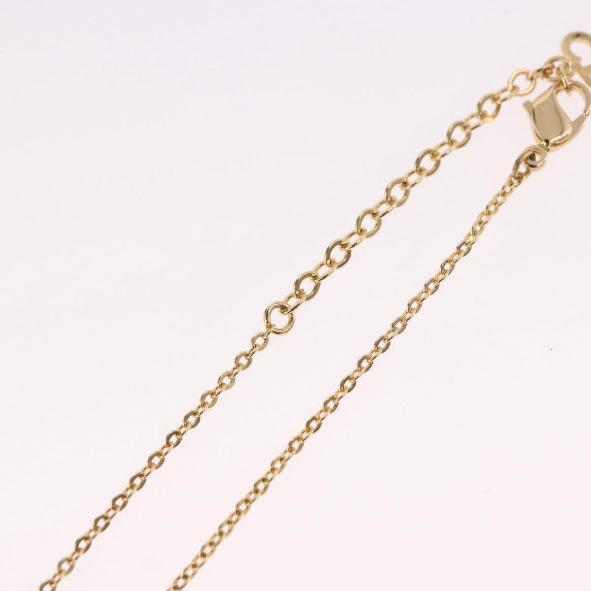 Christian Dior Rhinestone Heart Necklace metal Gold Auth SW2427