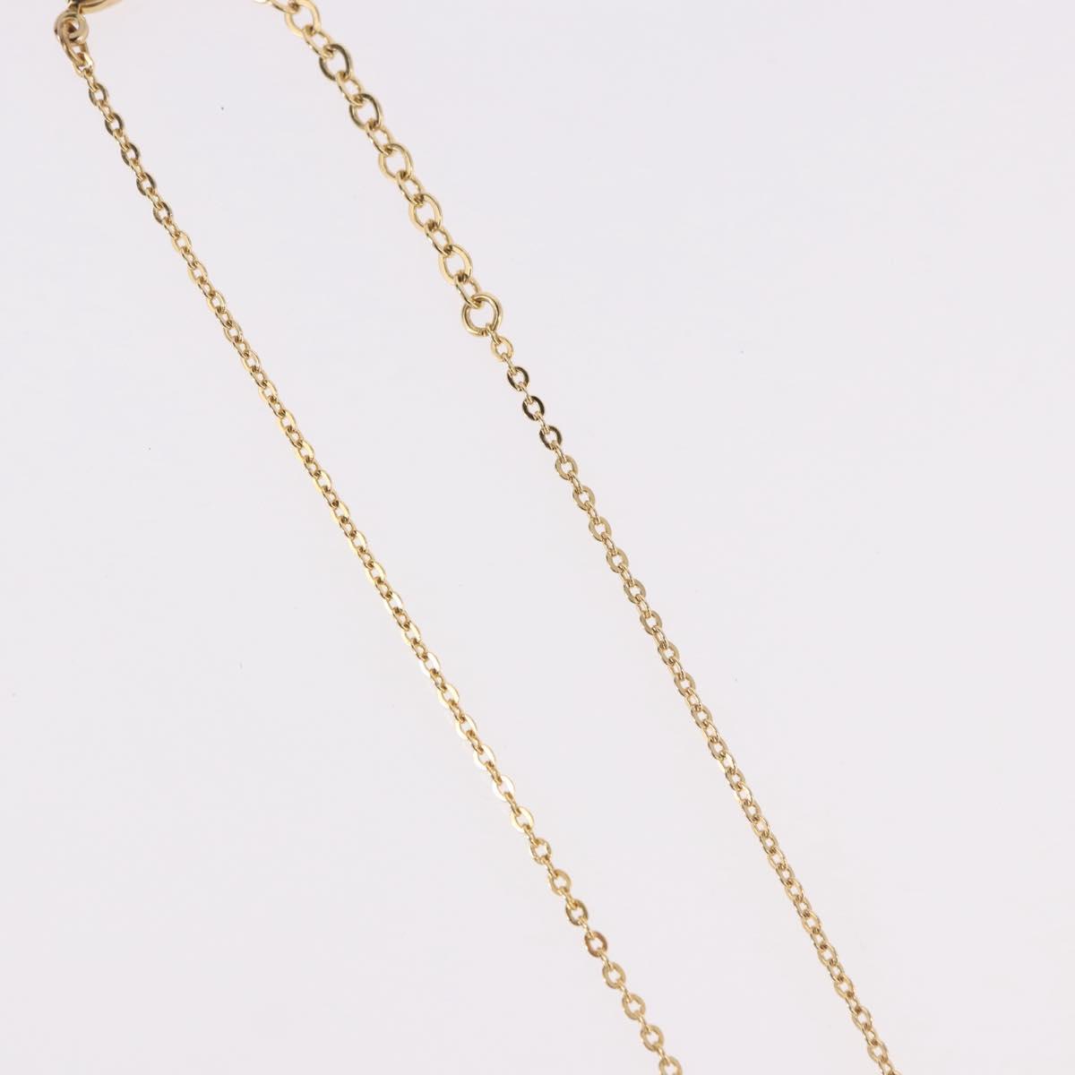 Christian Dior Rhinestone Heart Necklace metal Gold Auth SW2427
