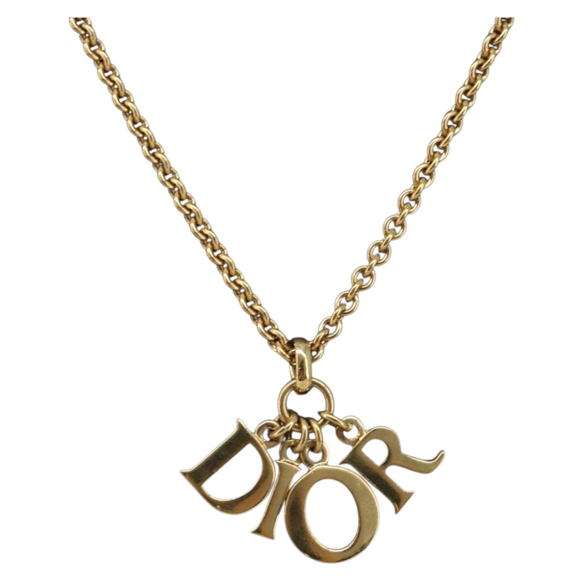 Christian Dior Necklace metal Gold Auth SW2434