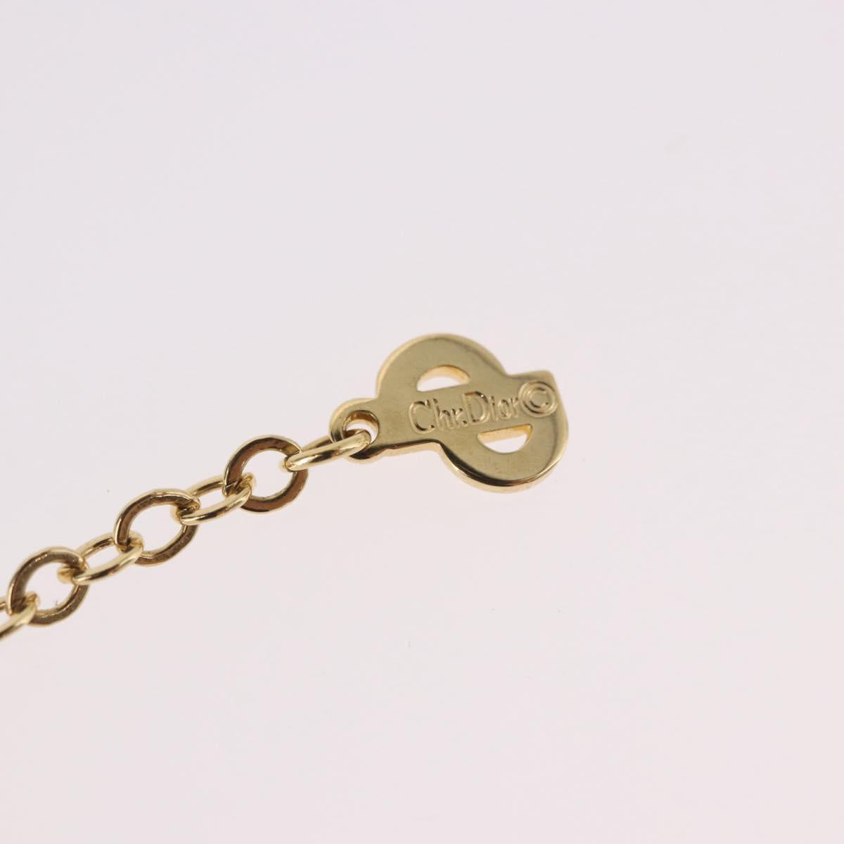 Christian Dior Rhinestone Necklace metal Gold Auth SW2439V