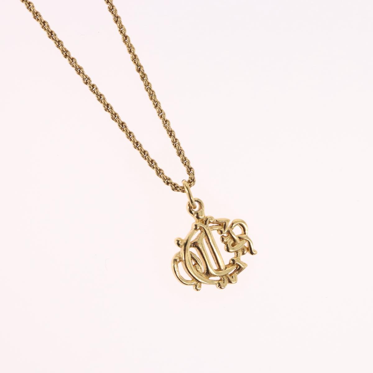 Christian Dior Necklace Metal Gold Tone Auth SW2457