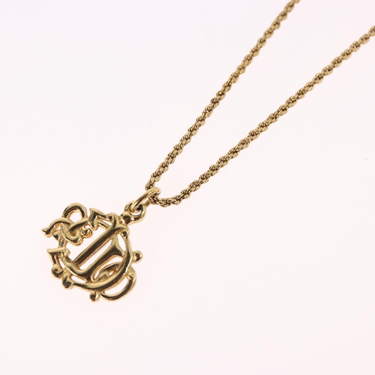Christian Dior Necklace Metal Gold Tone Auth SW2457