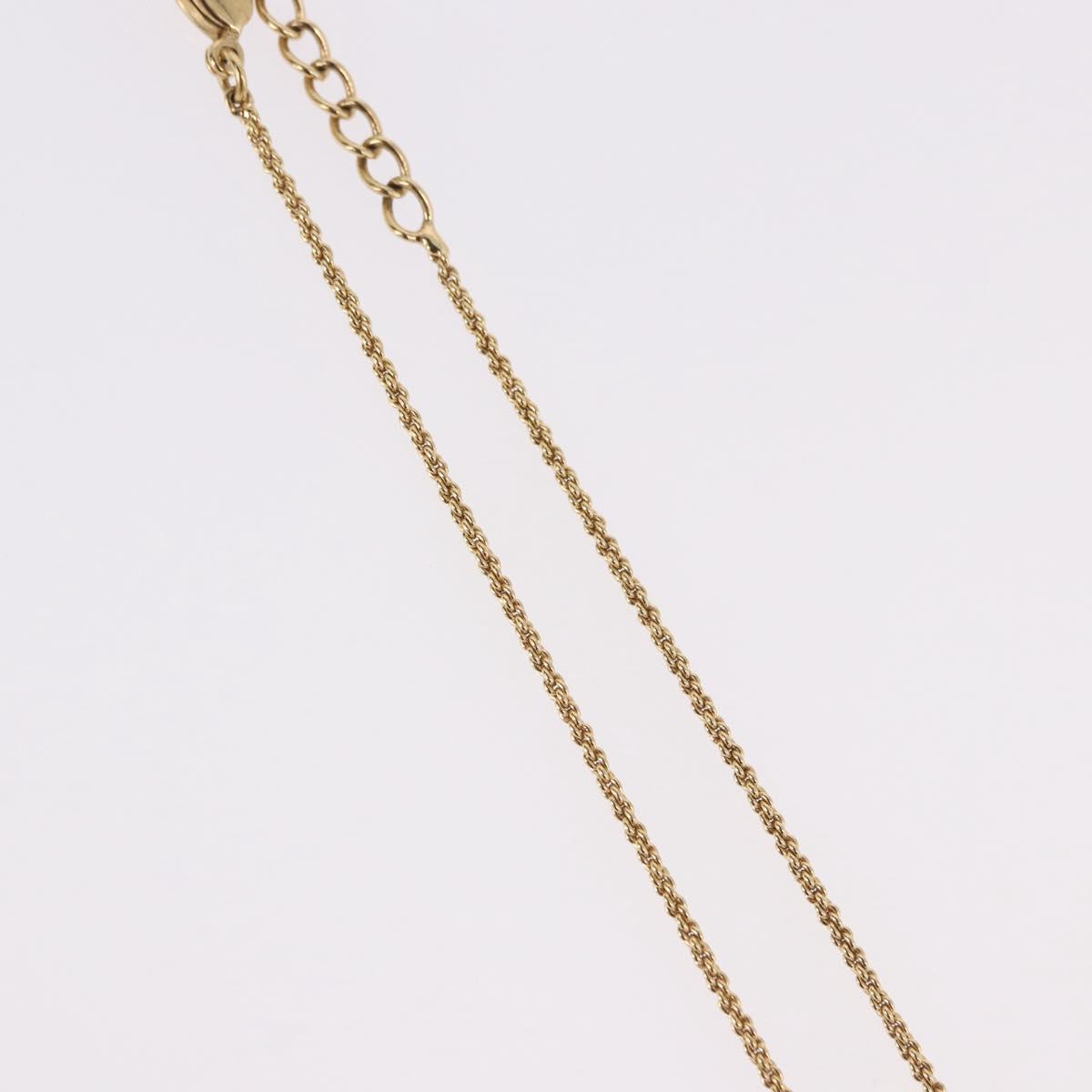 Christian Dior Ribbon Necklace Metal Gold Tone Auth SW2467