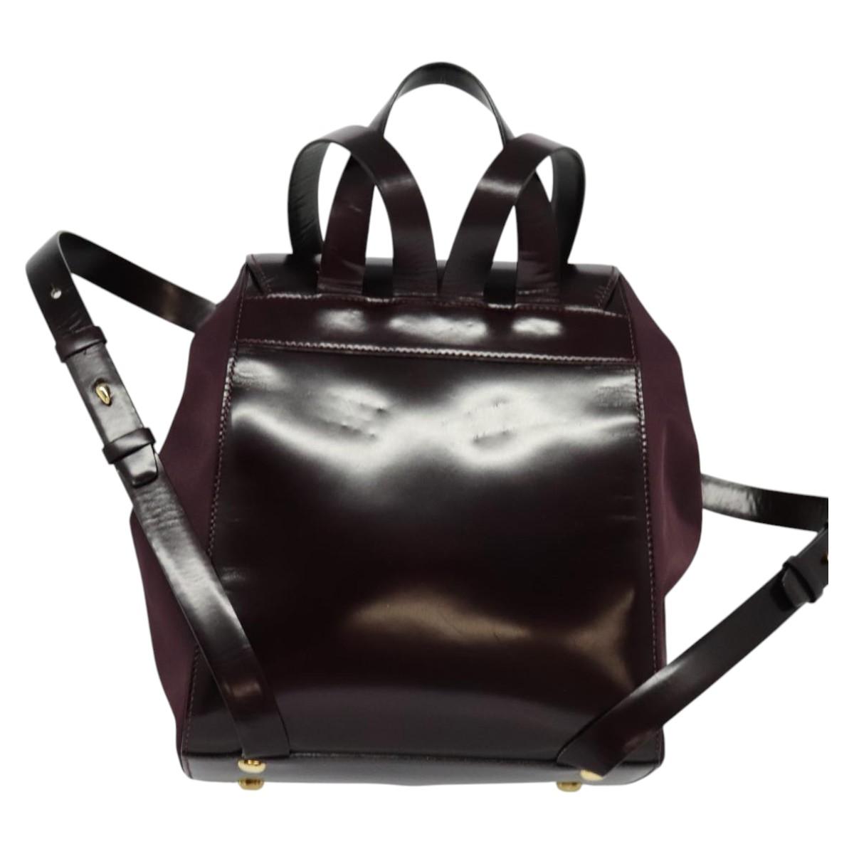 CELINE Backpack Leather Purple Gold Auth sw247
