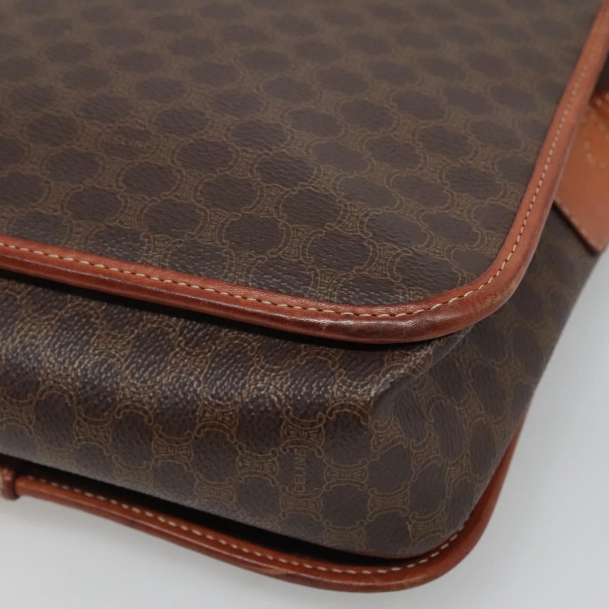 CELINE Macadam Canvas Shoulder Bag PVC Leather Brown Auth sw248