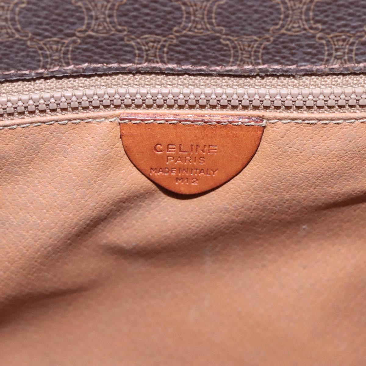 CELINE Macadam Canvas Shoulder Bag PVC Leather Brown Auth sw248