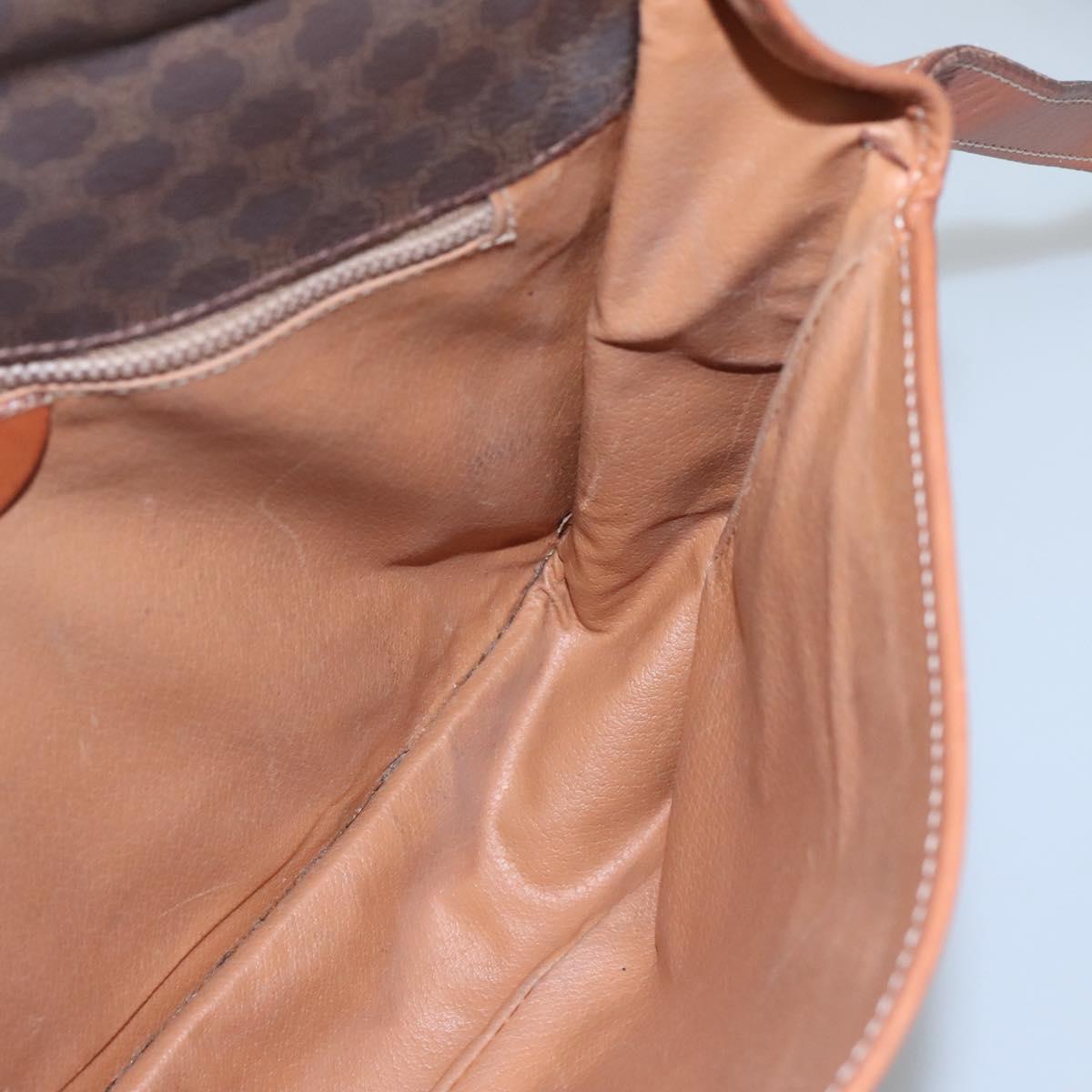CELINE Macadam Canvas Shoulder Bag PVC Leather Brown Auth sw248