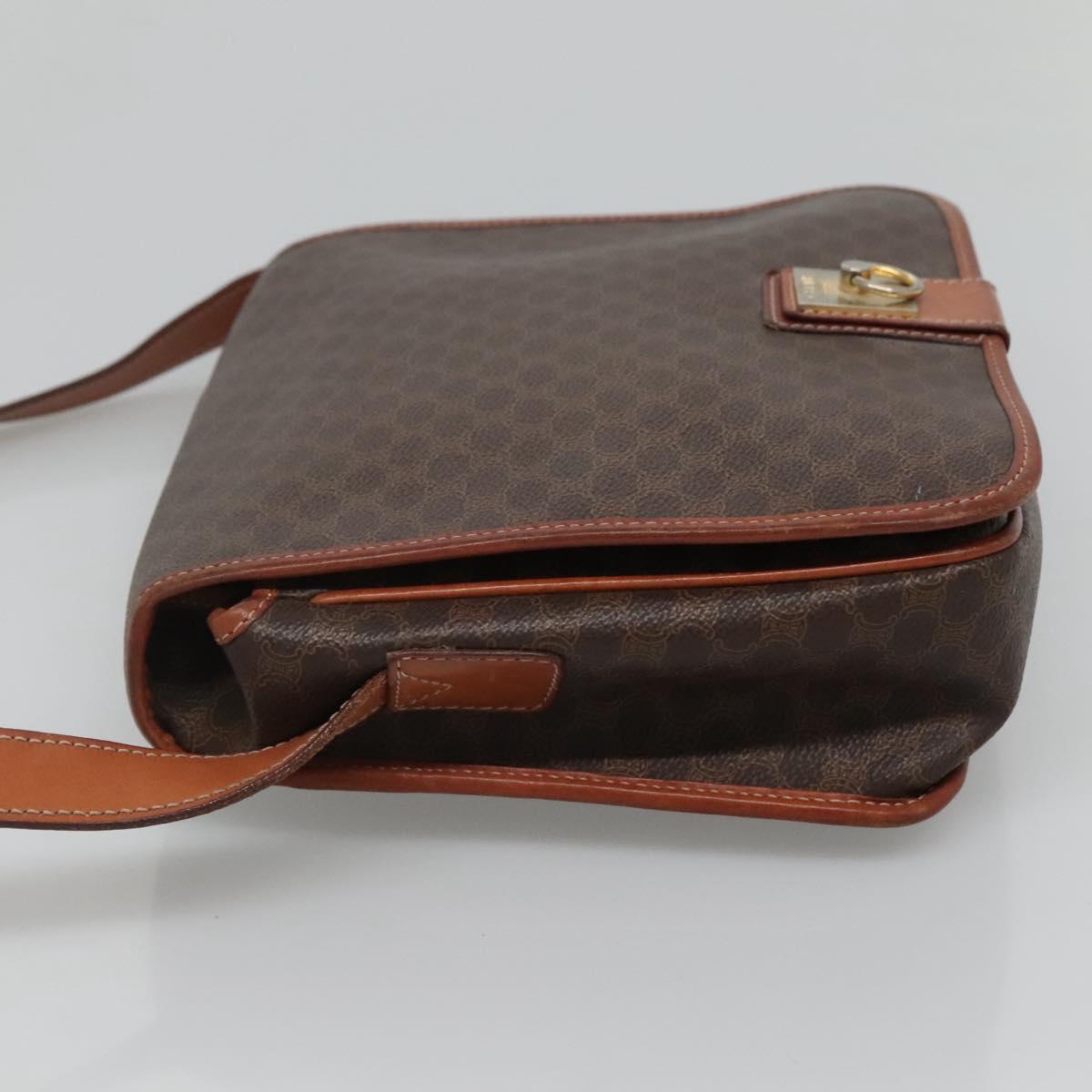 CELINE Macadam Canvas Shoulder Bag PVC Leather Brown Auth sw248