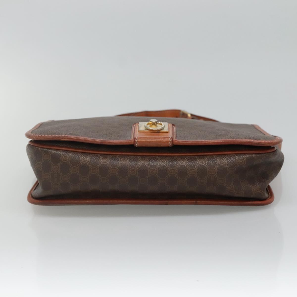 CELINE Macadam Canvas Shoulder Bag PVC Leather Brown Auth sw248