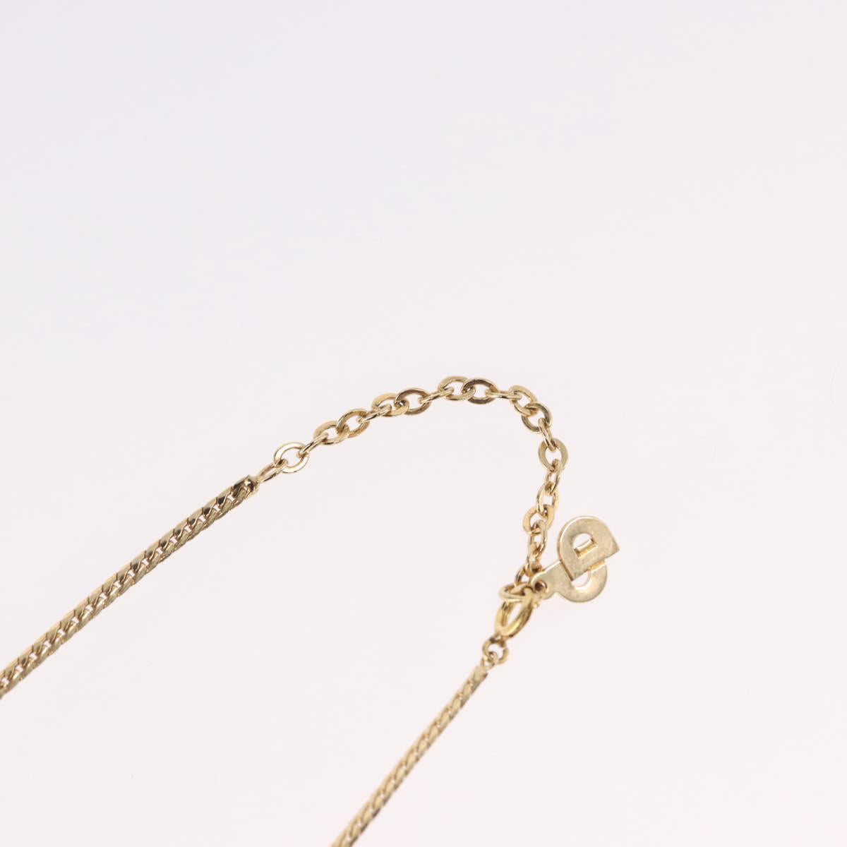 Christian Dior Leaf Motif Necklace Metal Gold Tone Auth SW2483