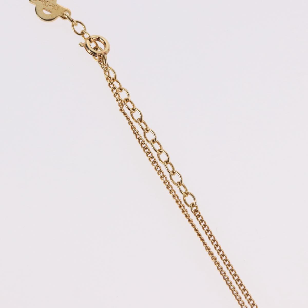 Christian Dior Pearl tTop Necklace Metal Gold Tone Auth SW2495